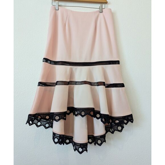 Venus High Low Fishtail Skirt in Pink and Black Sz 10 - Picture 3 of 10